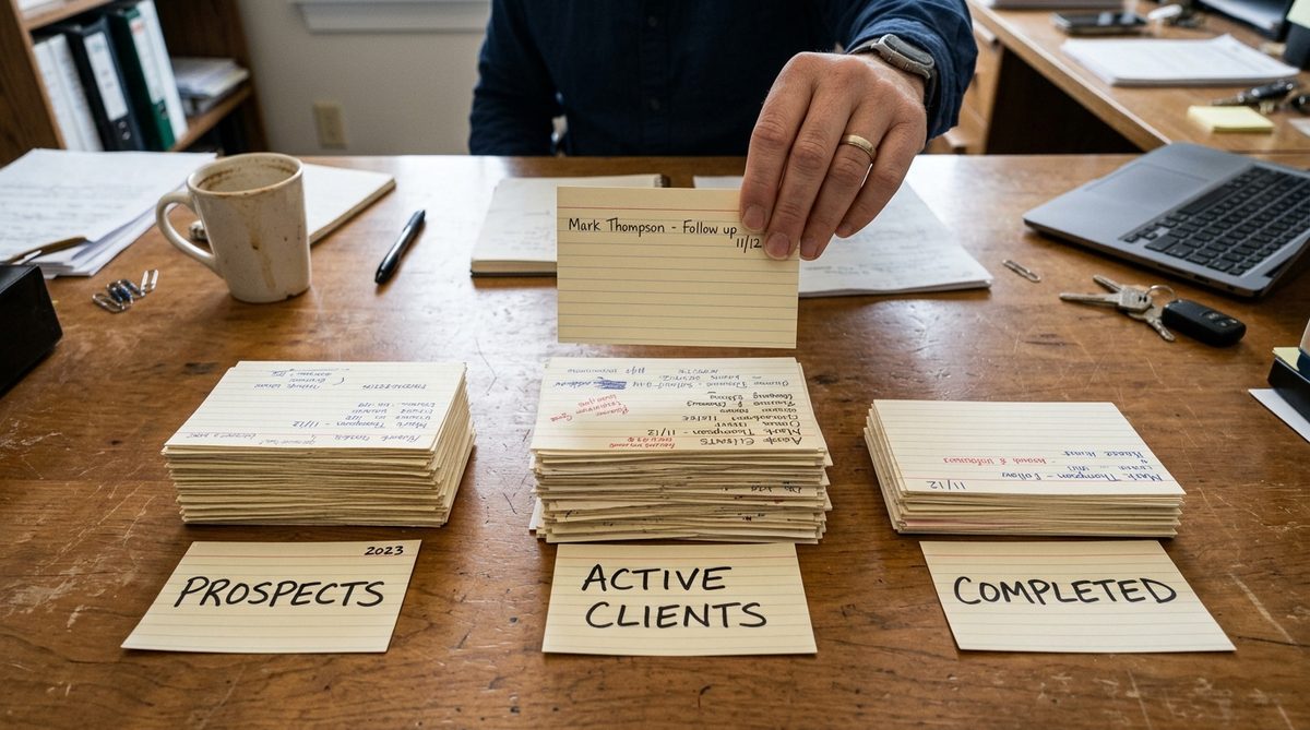 Spreadsheet of customer accounts with segments highlighted, on a desk beside a notebook